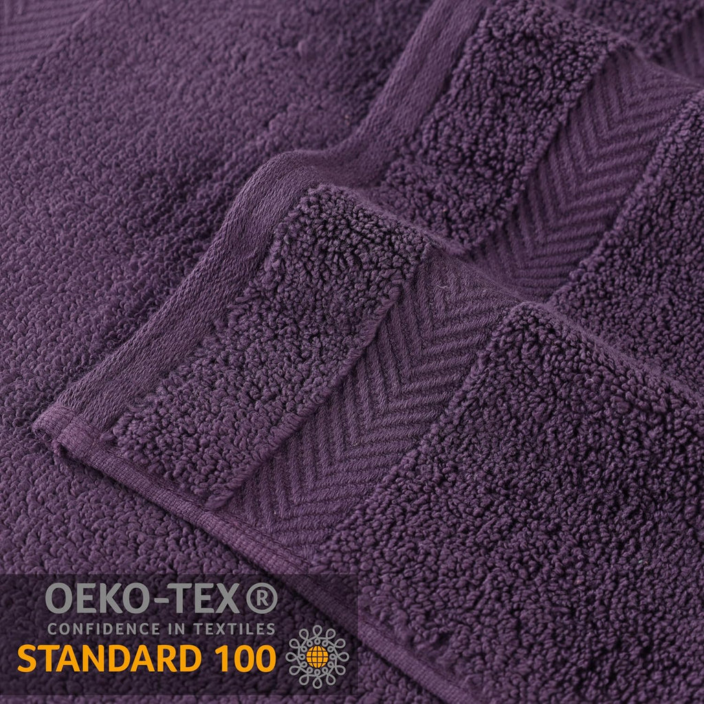 SUPERIOR Zero Twist 100% Cotton Bathroom Towel 6pc, Grape Seed