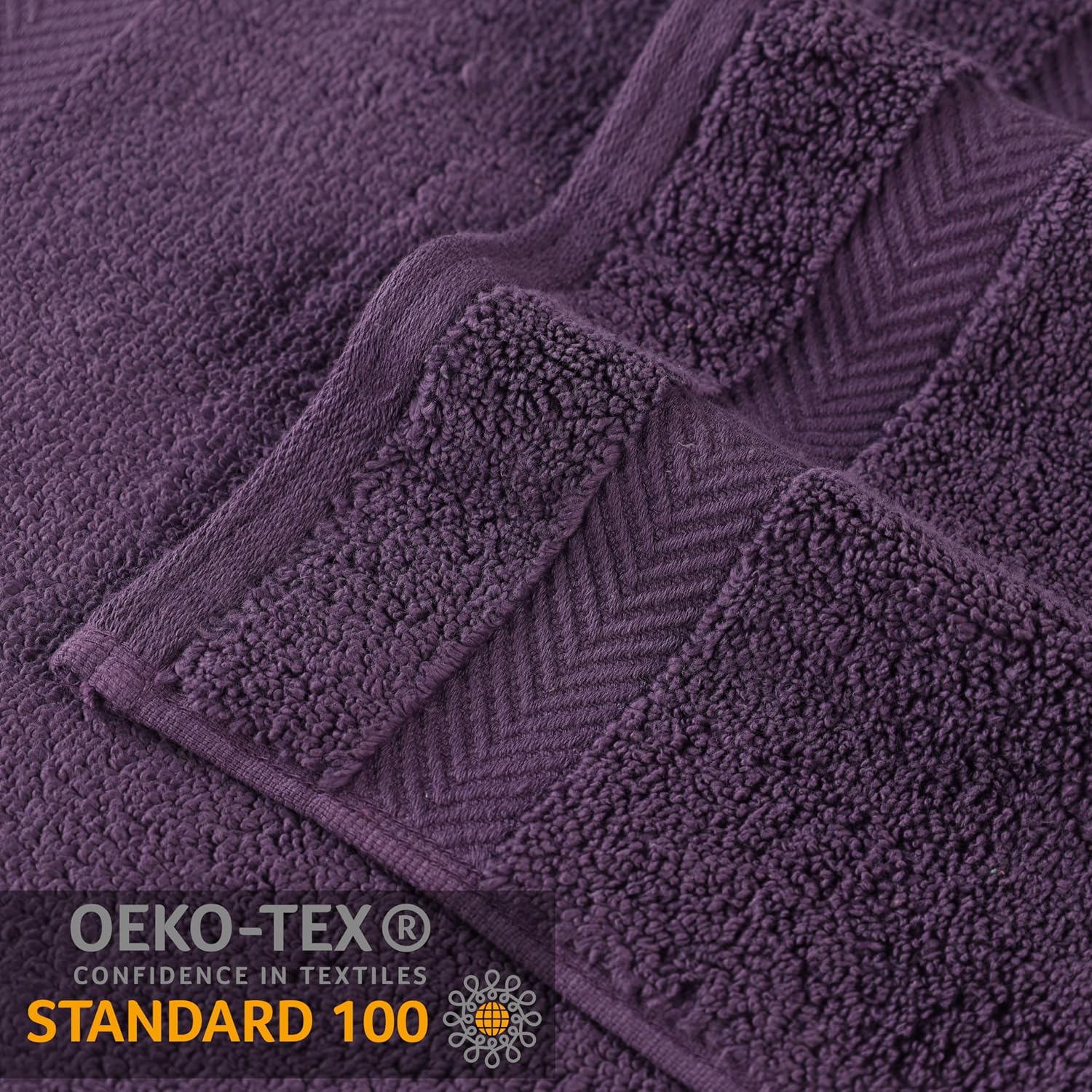 SUPERIOR Zero Twist 100% Cotton Bathroom Towel 6pc, Grape Seed