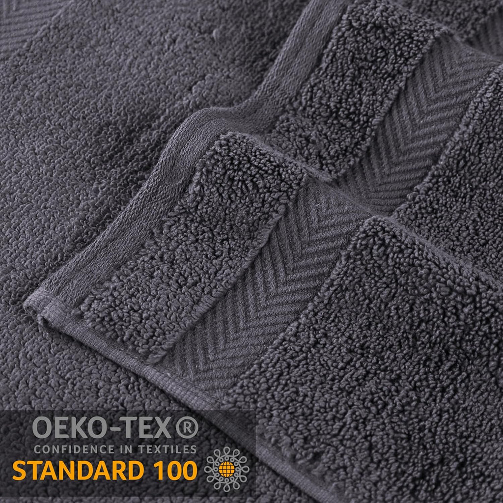 SUPERIOR Zero Twist 100% Cotton Bathroom Towel 6pc, Grey