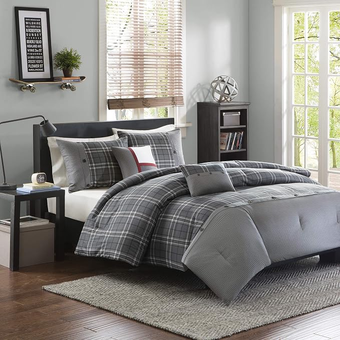 Intelligent Design Daryl 4 Piece Plaid Print All Seasons Comforter Set, Twin/Twin XL