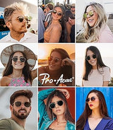 Pro Acme Small Square Sunglasses for Women Men 100% Real Glass Lens Hexagonal Frame (OPEN BOX)