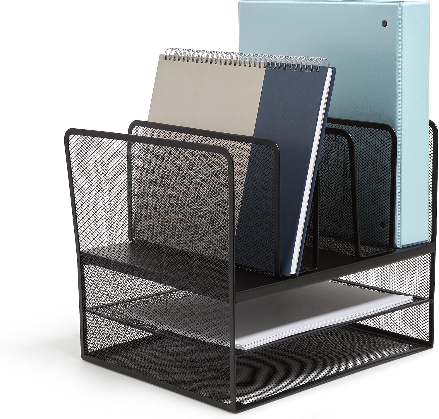 TRU RED Staples TR57537-CC 7 Compartment Wire Mesh File Organizer, Matte Bk (Organizer Only)