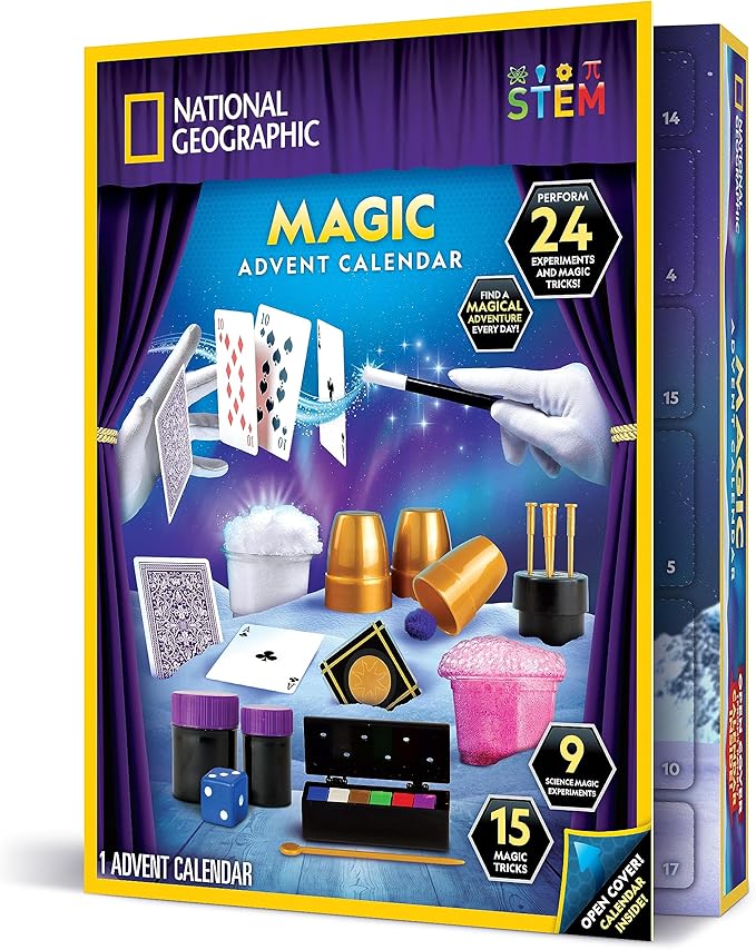 Blue Marble NATIONAL GEOGRAPHIC Magic Advent Calendar 2024 - Kids Advent Calendar with 24 Magic Tricks & Science Experiments, Christmas Countdown Calendar, Christmas Toys, Advent Calendar Magic