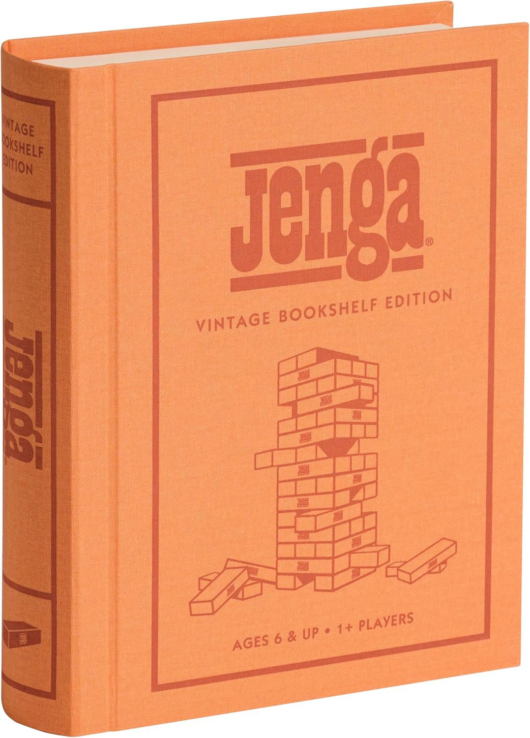 WS Game Company Jenga Vintage Bookshelf Edition Wood Block Stacking Game