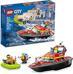 LEGO City Fire Rescue Boat 60373, Toy Floats on Water, with Jetpack, Dinghy and 3 Minifigures, Everyday Hero Toys for Kids, Boys and Girls Ages 5+(New Open Box)