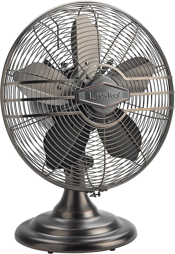 Lasko Oscillating Table Top Fan, Portable, 3 Quiet Speeds, for Bedroom, Kitchen and Office, 17", Bronze