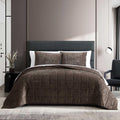 Vera Wang - King Quilt Set, Soft Lightweight Quilt Set with Matching Sham(s), Super Soft and Cozy Home Decor, (Chenille Box Solid Chocolate Brown, King)