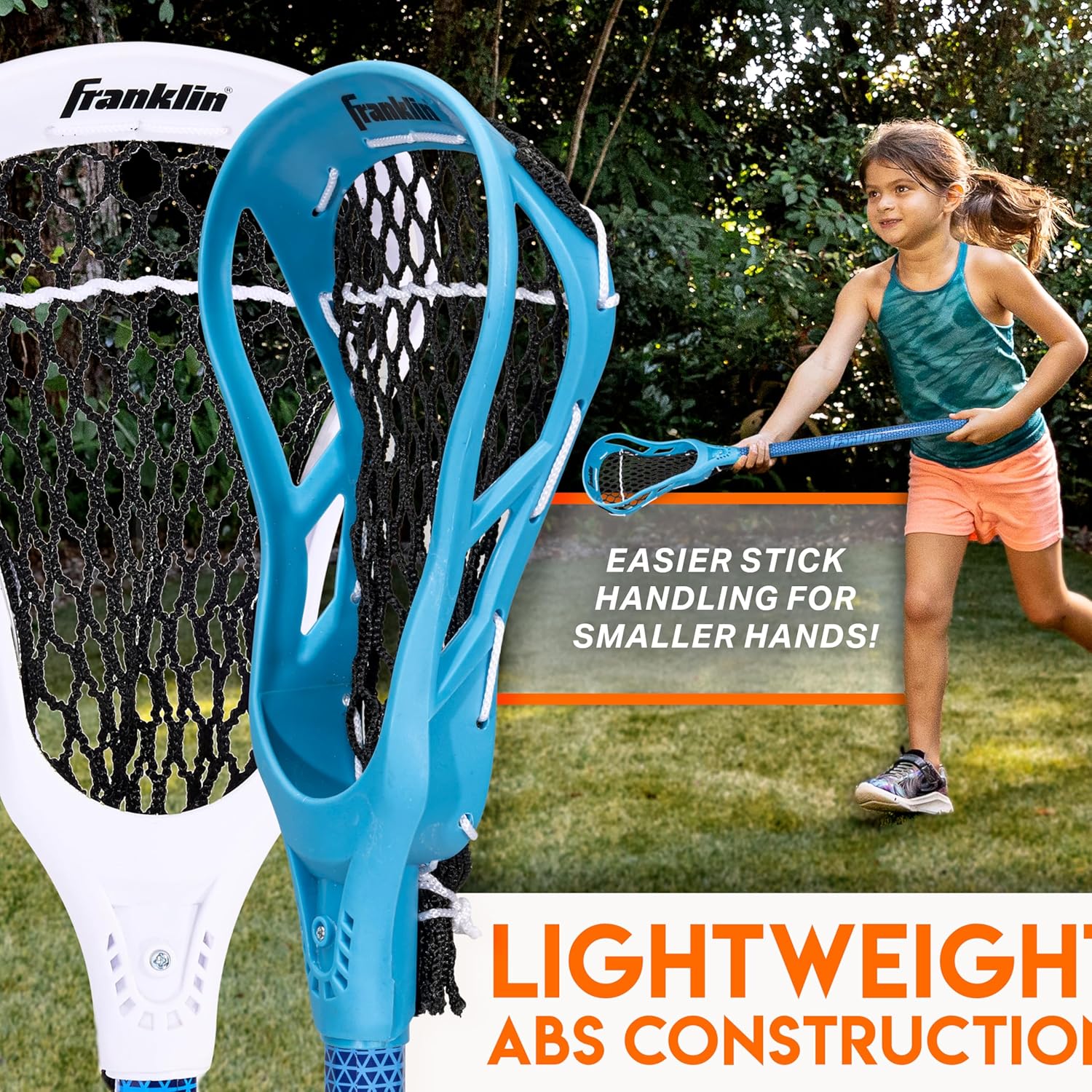 Franklin Sports Future Champs 2 Player Youth Lacrosse Sticks + Ball Set - Kids BLUE