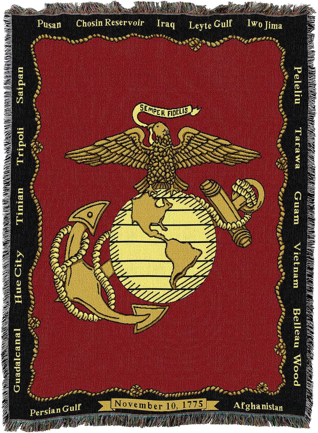 J&A Marketing Military Woven Cotton Throw Blanket, 50 x 60