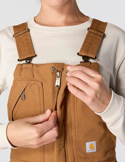 Carhartt Women's Loose Fit Washed Duck Insulated Biberall - Large
