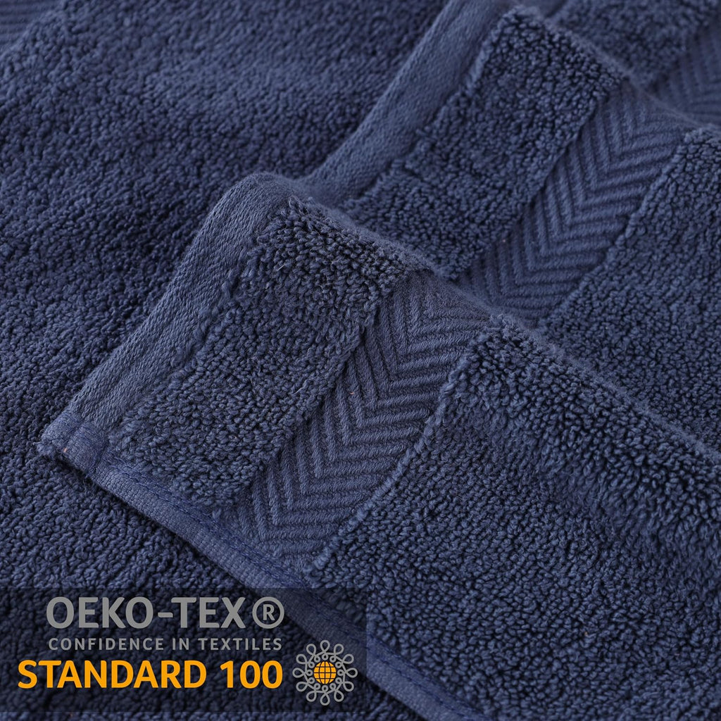 SUPERIOR Zero Twist 100% Cotton Bathroom Towel 6pc, Midnight Blue