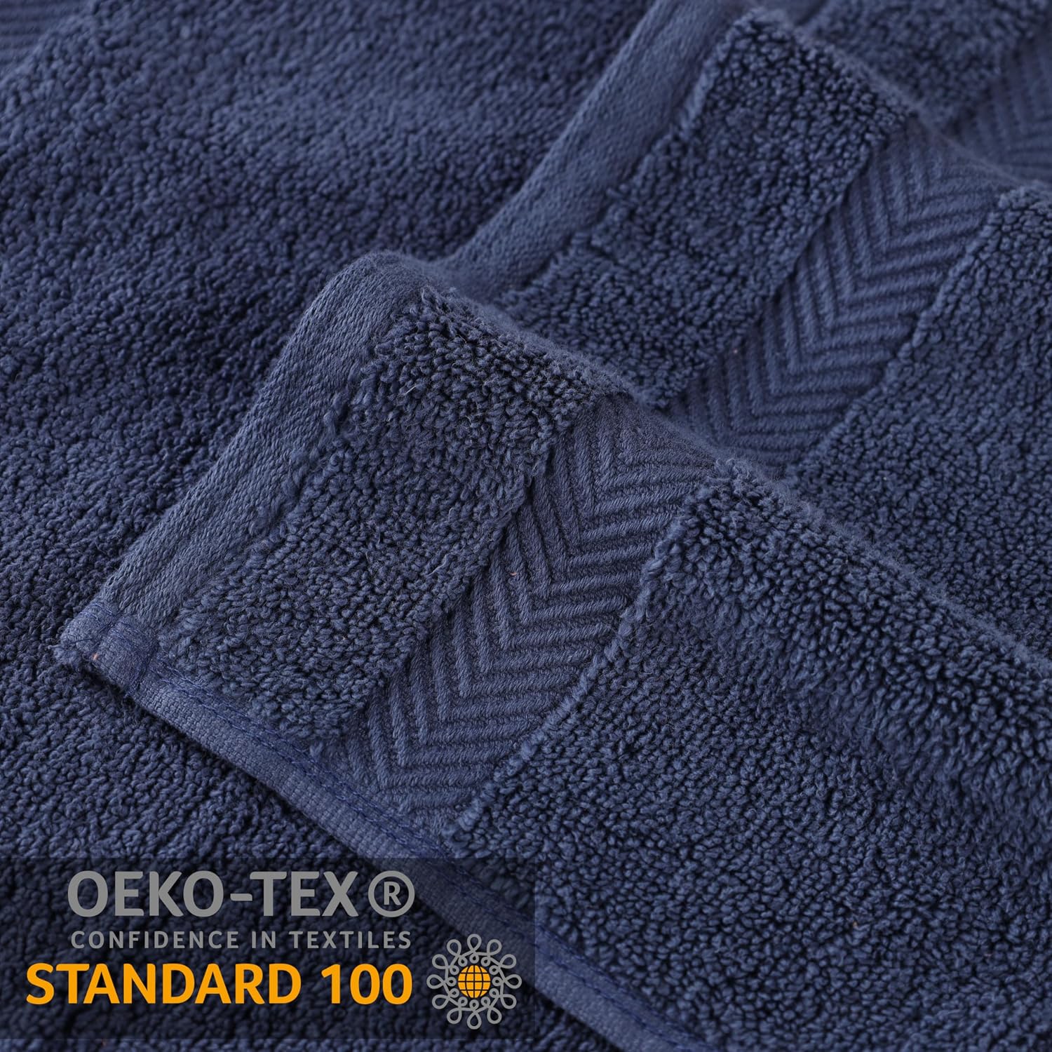 SUPERIOR Zero Twist 100% Cotton Bathroom Towel 6pc, Midnight Blue
