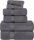 SUPERIOR Zero Twist 100% Cotton Bathroom Towel 6pc, Grey