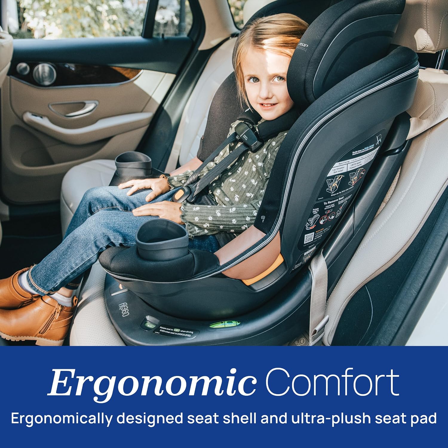Chicco Fit360 Rotating Convertible Car Seat with Mirror, Rear-Facing