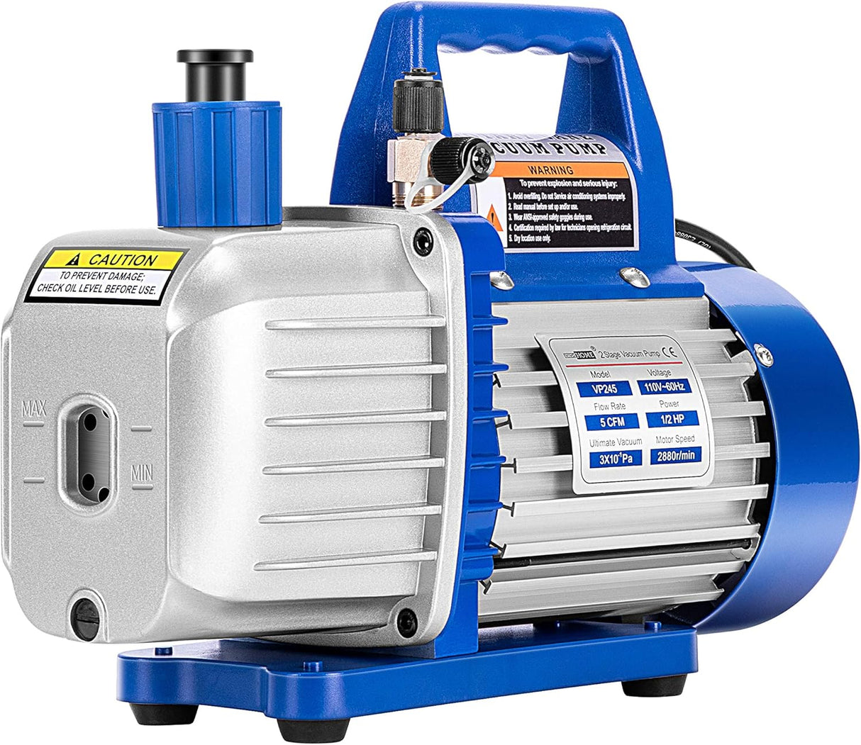 VIVOHOME 110V 1/2 HP 5 CFM Dual Stage Rotary Vane HVAC Air Vacuum Pump with Oil Bottle