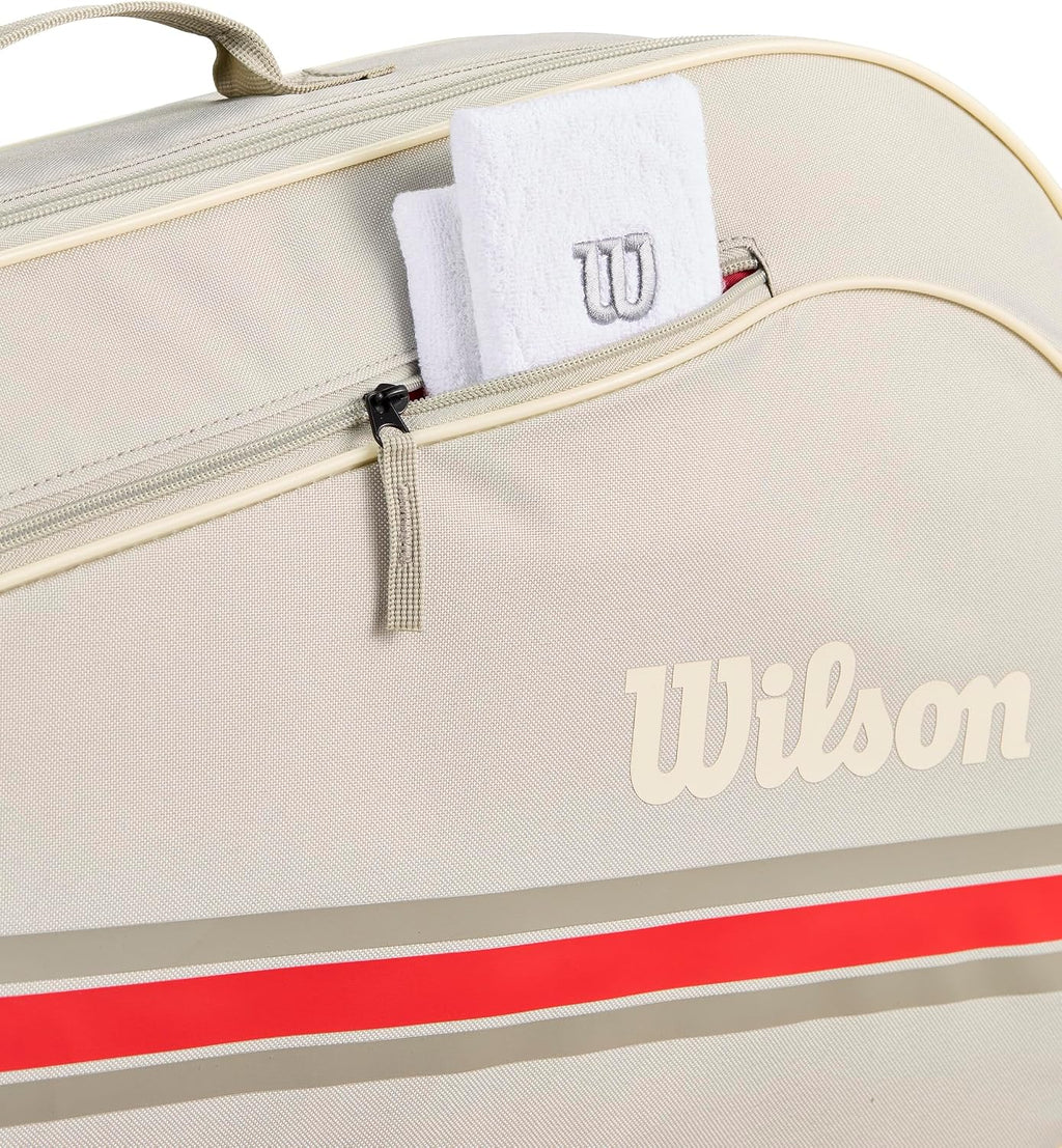 WILSON 2025 Team Tennis Racket Bags (Up to 3 Rackets) - Color : Oats/Red