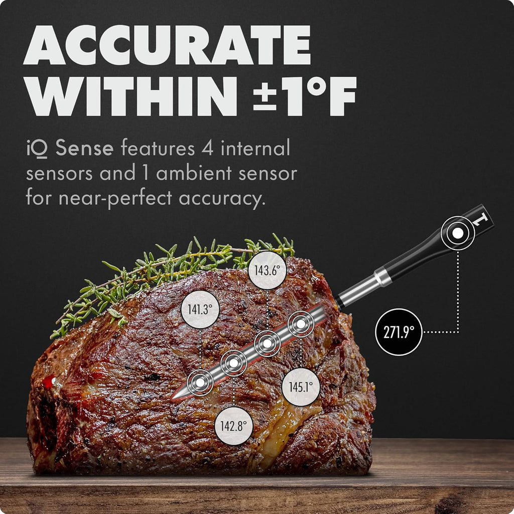 CHEF iQ Sense | Smart Wireless Meat Thermometer | 2 Ultra-Thin Probes | WiFi Unlimited Range | 1000°F Heat Safe | 5 Sensors