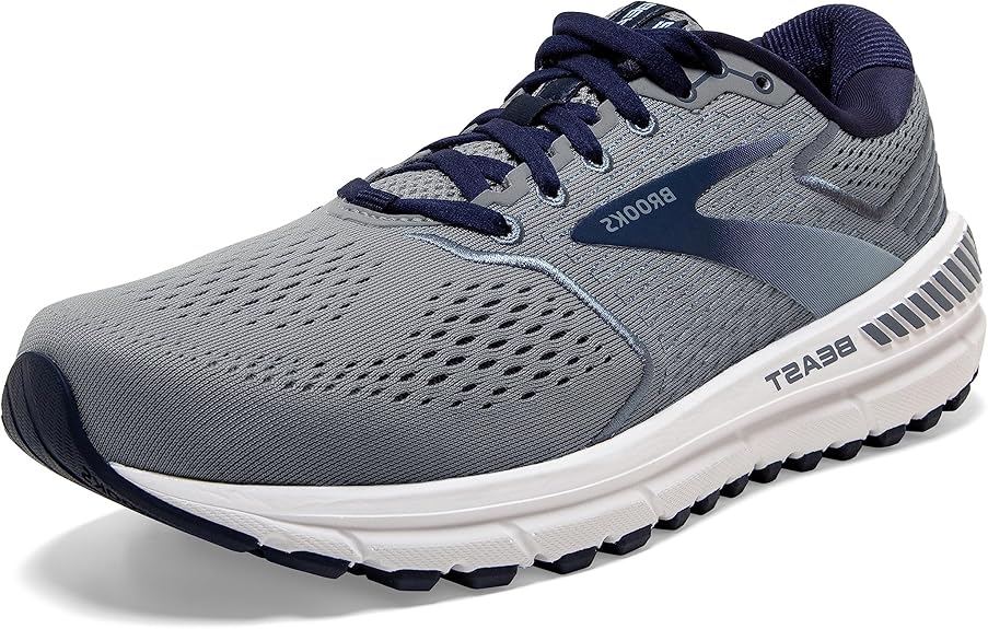 Brooks Men's Beast '20 Supportive Running Shoe - Blue/Grey/Peacoat - 8.5 Wide