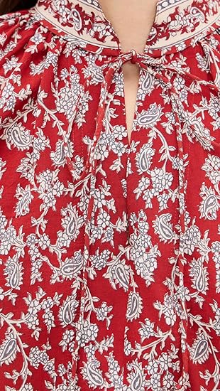 Madewell Women's Shirred Popover Top in Paisley Print - Ground Madder - Size: XL