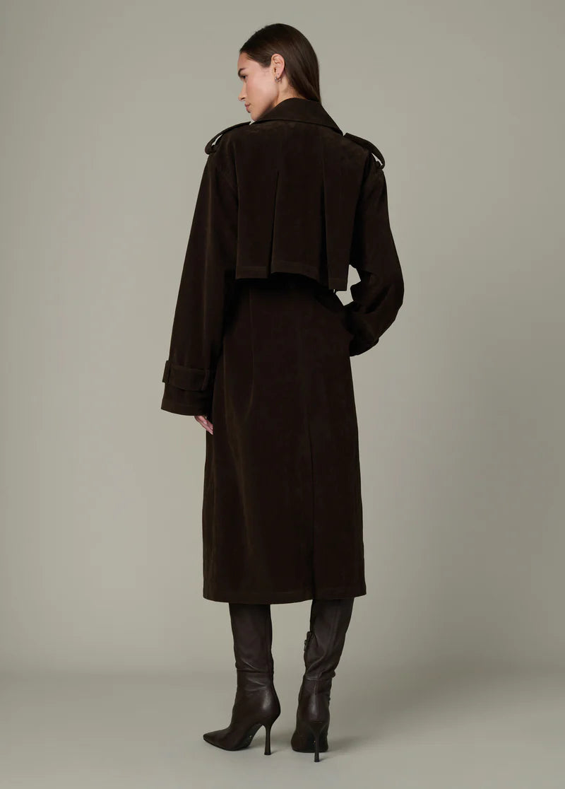 Joe's The Elizabeth Vegan Suede Trench Coat Chocolate Size: XL