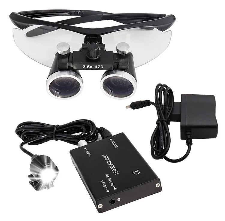 Bestlife 3.5x420mm DentaL Medical Binocular Loupes with Head light Lamp (Black),(New Open Box)