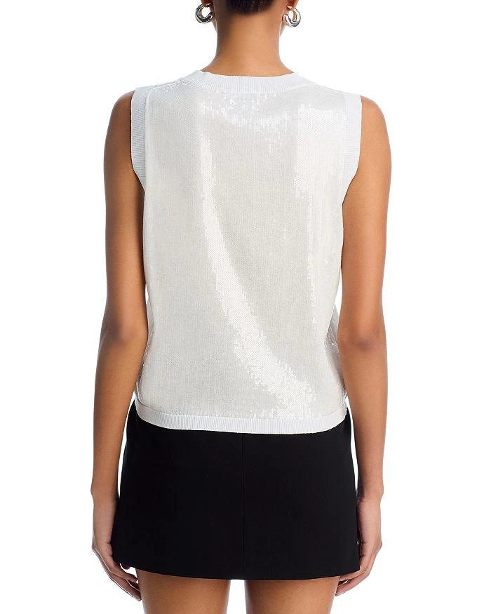 AQUA Women’s Sequin Sweater Tank by Bloomingdale's - White - Size: XXL
