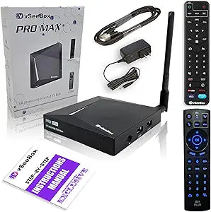 2024 Latest vSeeBox Pro Max 6k with Remote Control & Backlit Remote (Detailed Setup Guide by Seller, CA Support) - Android 10, Quad-Core, 4GB RAM, 32GB Storage (NEW)