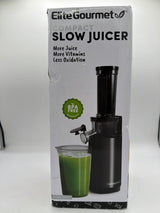 Elite Gourmet EJX600 Compact Small Space-Saving Masticating Slow Juicer Cold Press Juice Extractor, Nutrient and Vitamin Dense, BPA-Free Tritan, Easy to Clean, 16 oz Juice Cup, Charcoal Grey