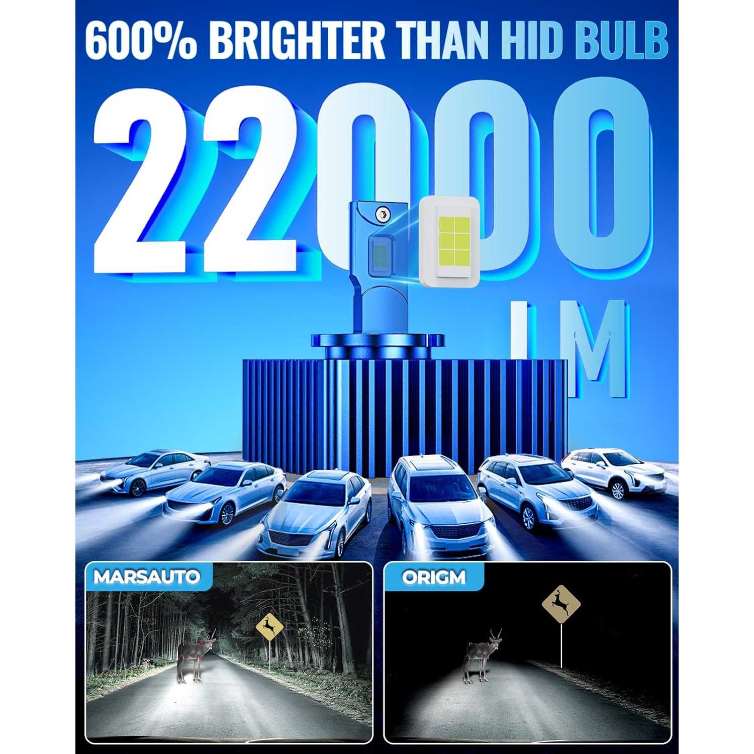 Marsauto® MD1 D5S LED Headlight Bulbs Cool White 55W 6000K IP68 2PCS for 2017 Chevrolet Silverado 1500