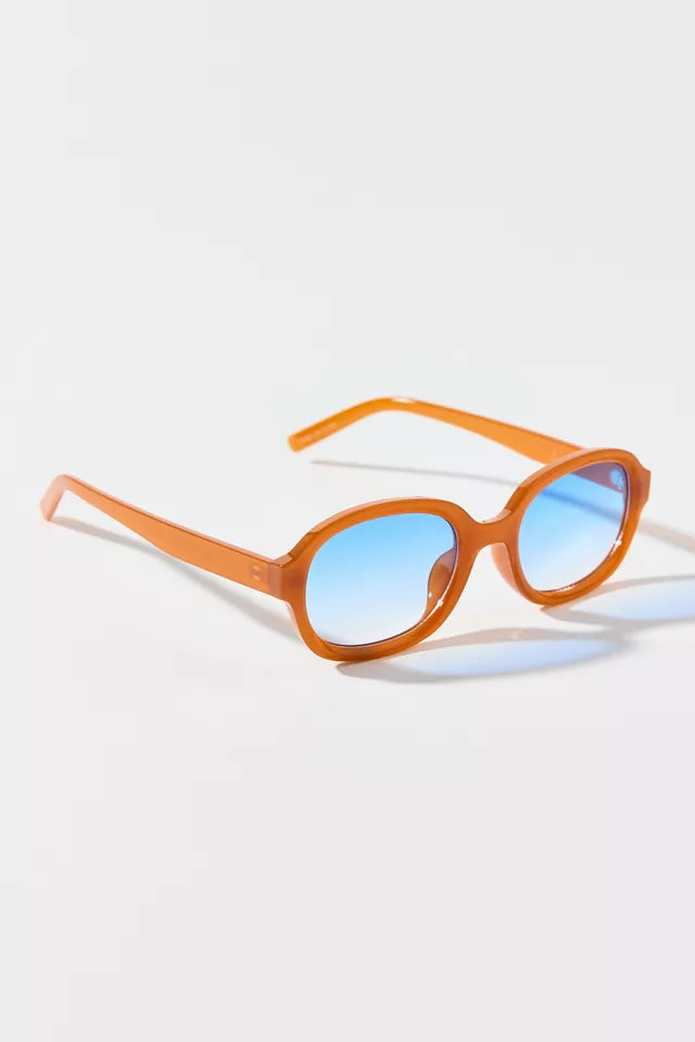 URBAN OUTFITTERS | Parker Slim Oval Sunglasses | Plastic| Orange | 100% UV Protection