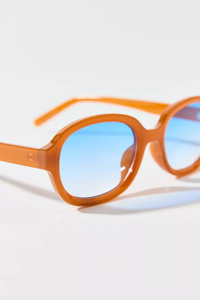 URBAN OUTFITTERS | Parker Slim Oval Sunglasses | Plastic| Orange | 100% UV Protection