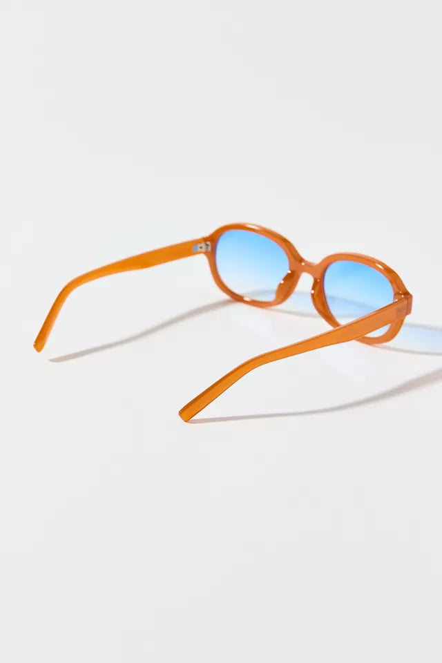 URBAN OUTFITTERS | Parker Slim Oval Sunglasses | Plastic| Orange | 100% UV Protection