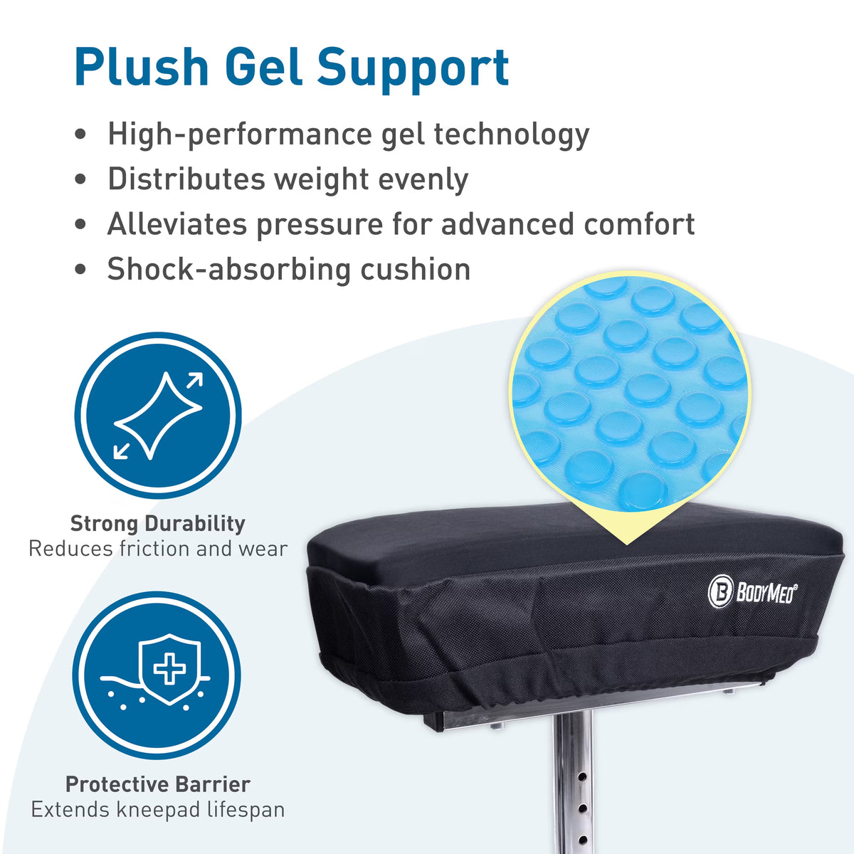 BodyMed Knee Walker Padded Gel Cover, One Size-Blk