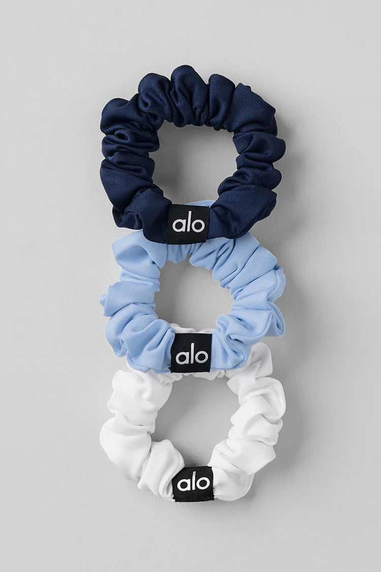 Alo Fresh Mini Scrunchie 3-Pack Candy Seashell Blue/Navy/White