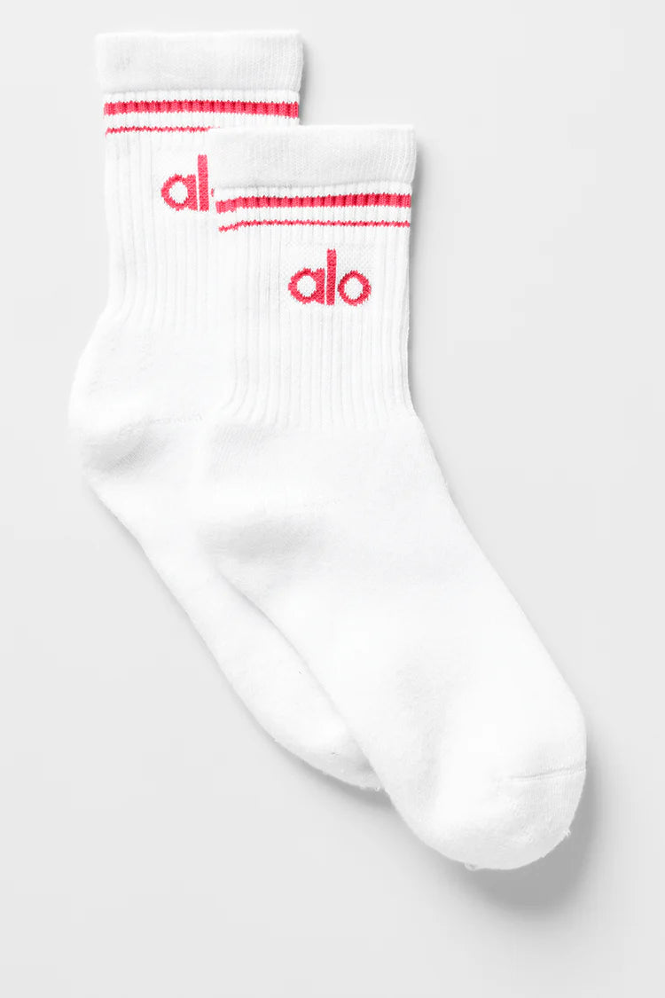 Unisex Half-Crew Throwback Sock White/Candy Red