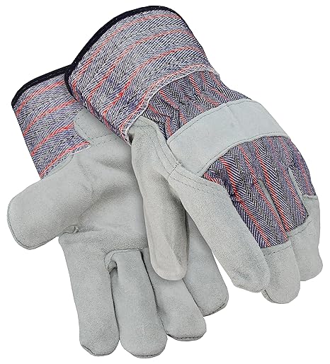 Galeton 2130-L Select Leather Palm Gloves, Safety Cuff, Large, Blue Stripe