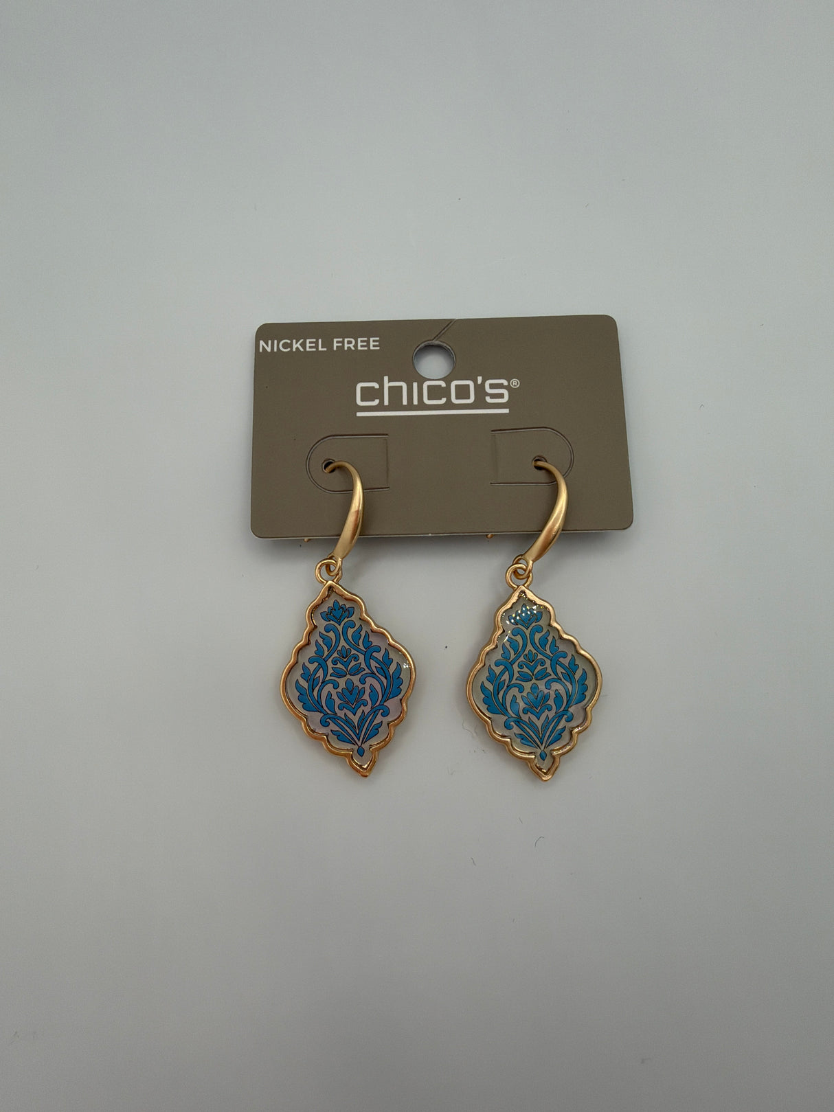 Chico's Wire Drop Earrings - Gold & Amparo Blue