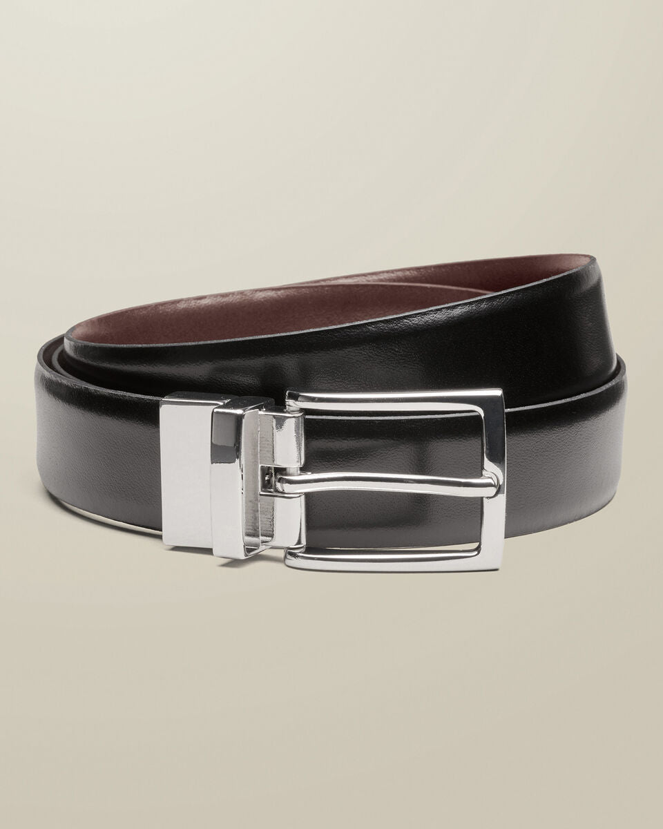 Charles Tyrwhitt Leather Reversible Belt - Black & Brown Size 30"