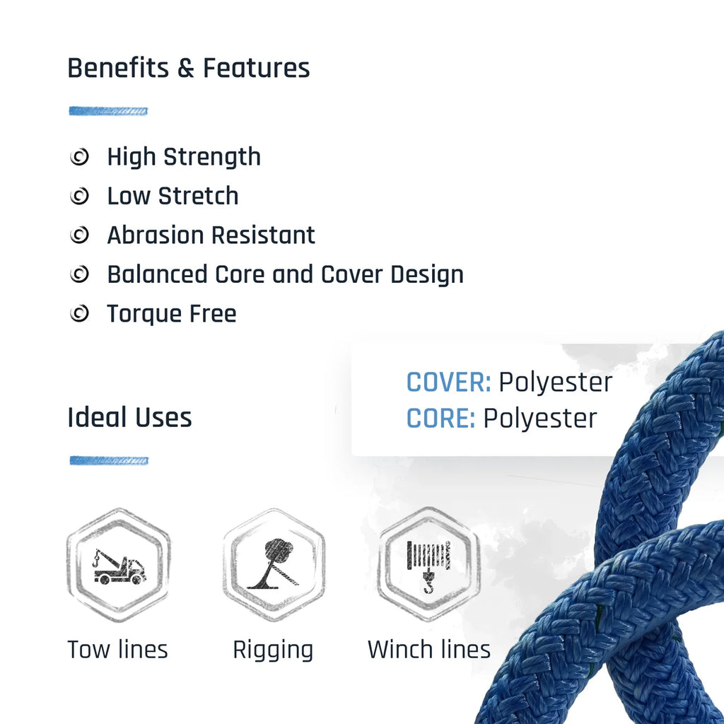 The Ape™ Tree Rigging Rope - 5/8" - 17,000 lbs MBS - Double Braid Polyester (200')
