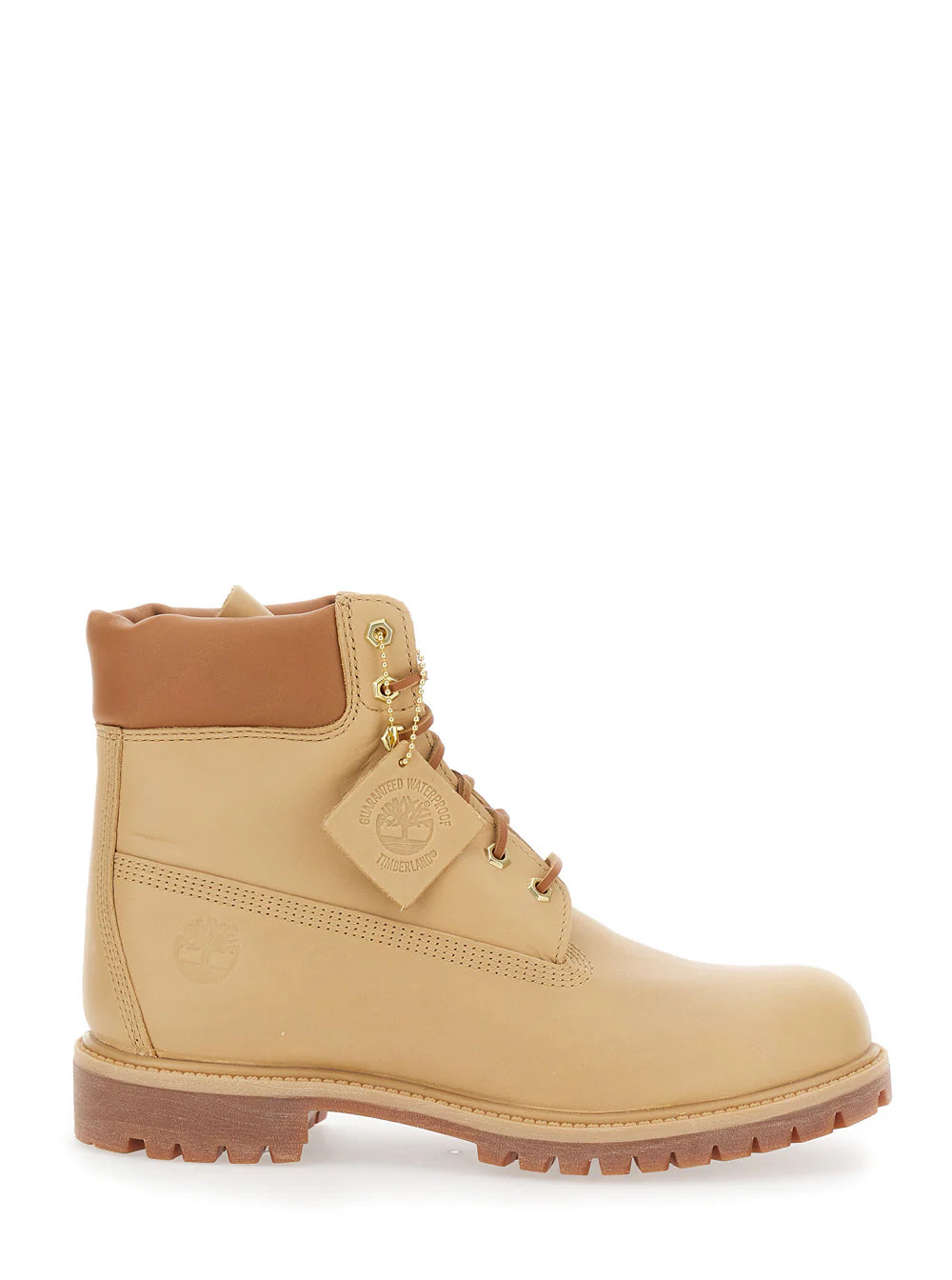 TIMBERLAND Beige Water-Proof Boots with Logo Plate in Leather Man Calf Ankle  8M/M