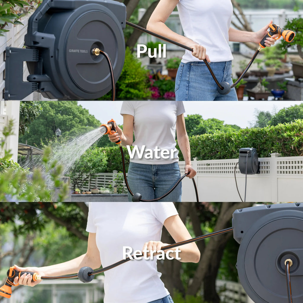 GIRAFFE TOOLS Retractable Garden Hose Reel