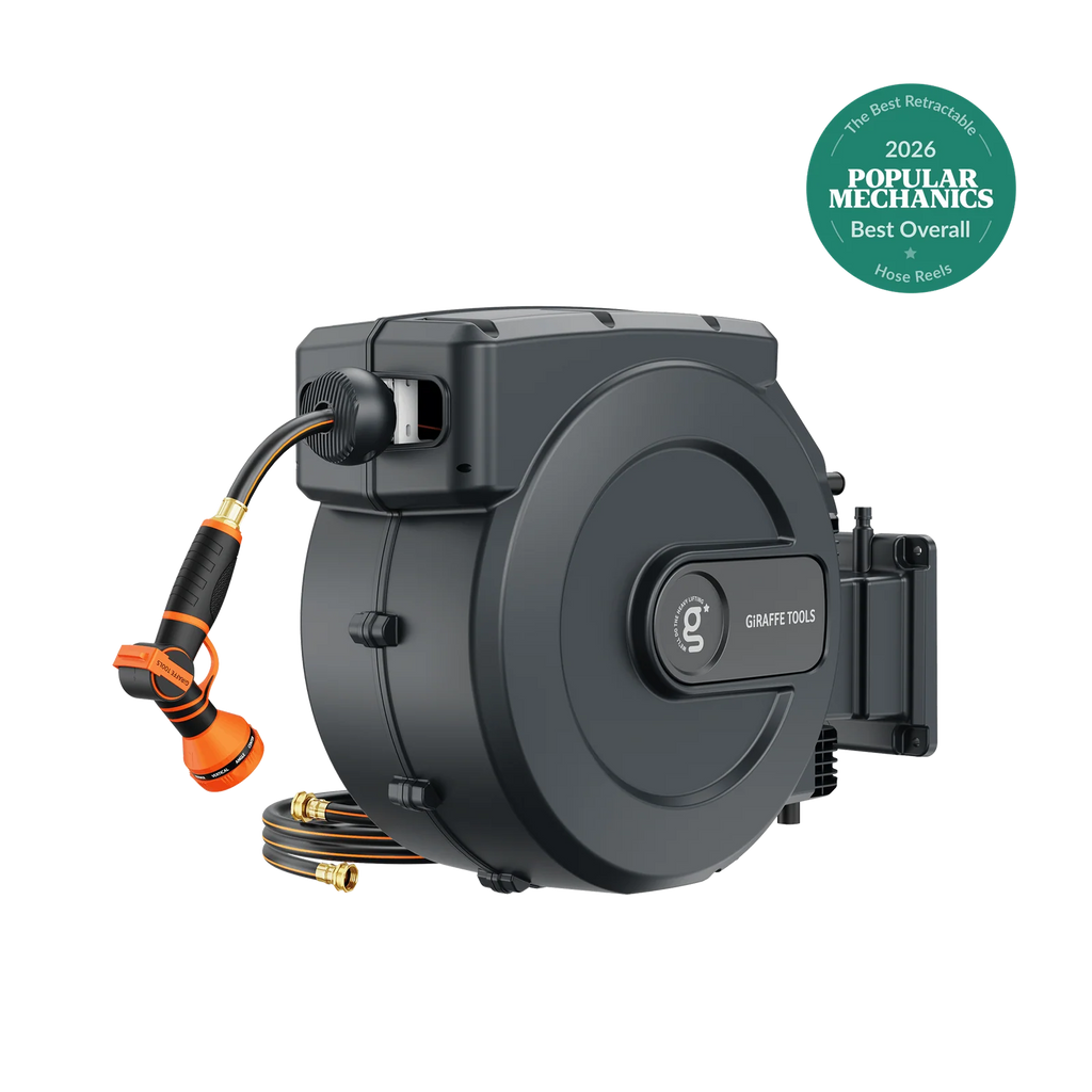 Giraffe Tools - Retractable Garden Hose Reel-5/8 in-115ft, Wall-Mount