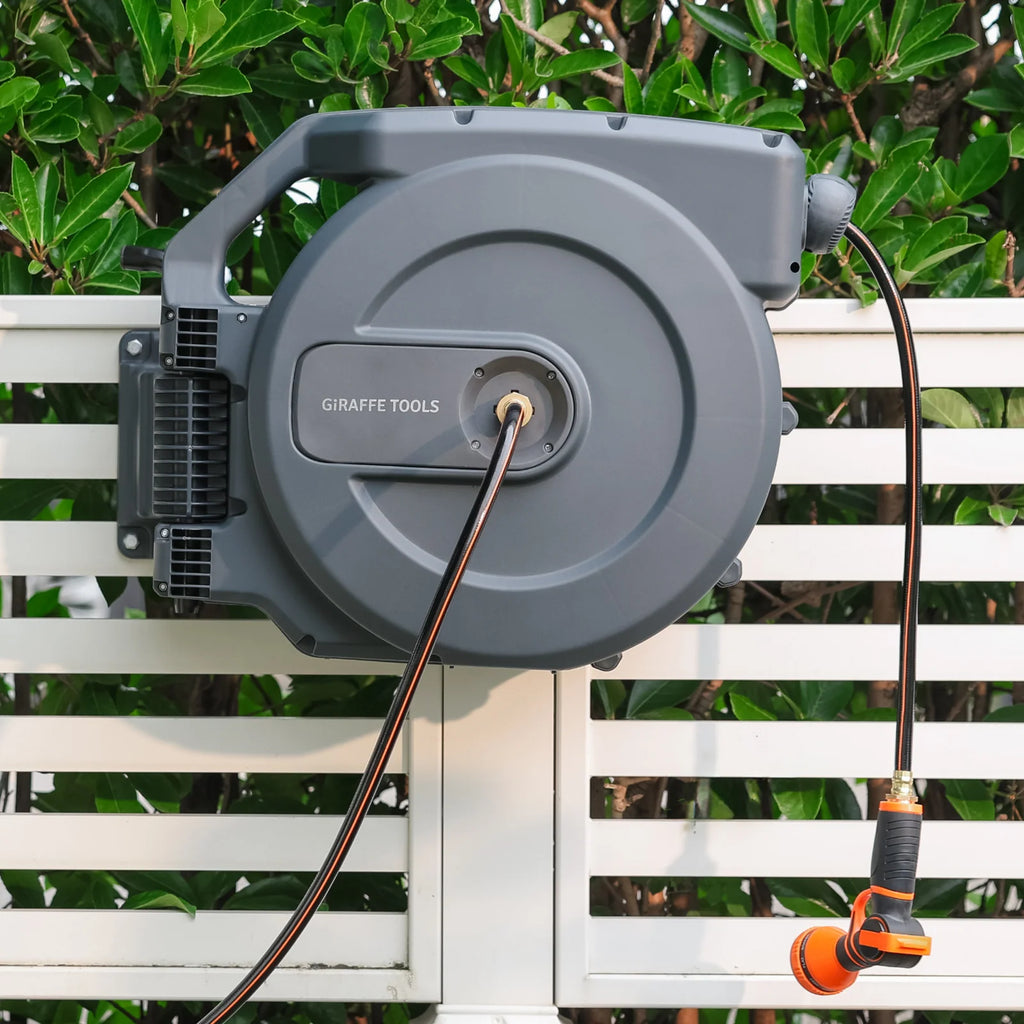 Giraffe Tools - Retractable Garden Hose Reel-5/8 in-115ft, Wall-Mount