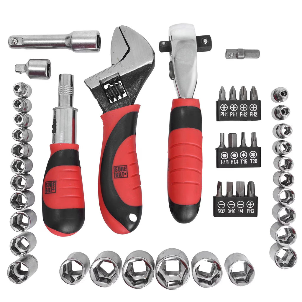 SureBilt Stubby Driver Dual Drive Ratchet SAE/Metric Tool Set 45 Piece