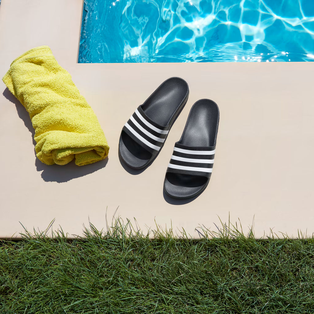 * Adidas Adilette Aqua Slides, Core Black / Cloud White / Core Black, woman's 8