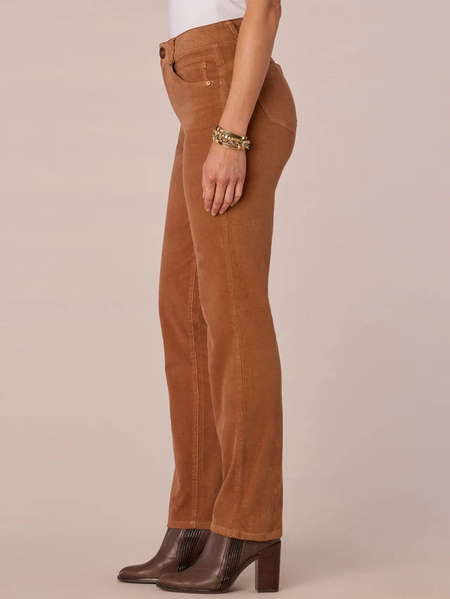 "Ab"solution® Petite Corduroy Straight Leg Pants by Democracy - Raw Umber - Size 2 Petite