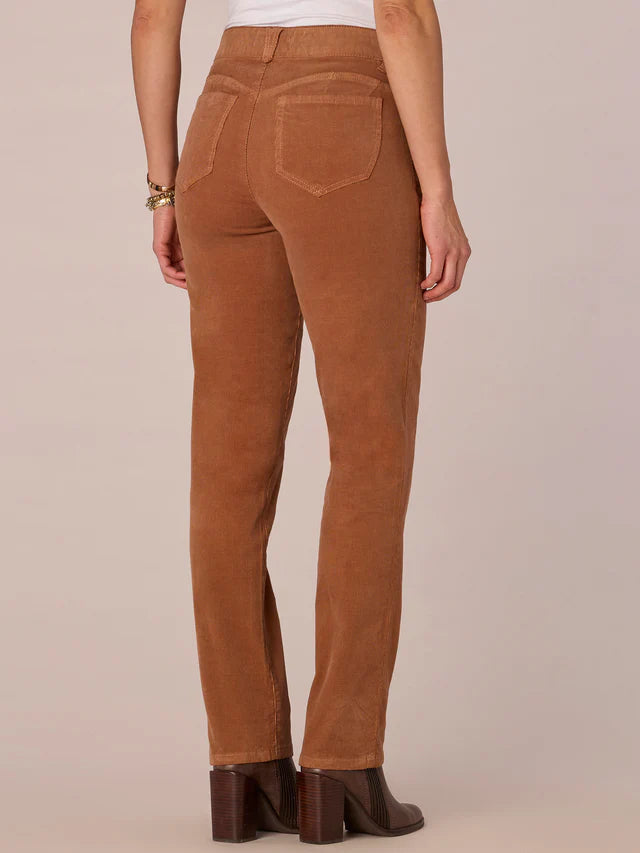 "Ab"solution® Petite Corduroy Straight Leg Pants by Democracy - Raw Umber - Size 2 Petite