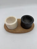Creative Co-Op 2 Marble Bowls on Mango Wood Base