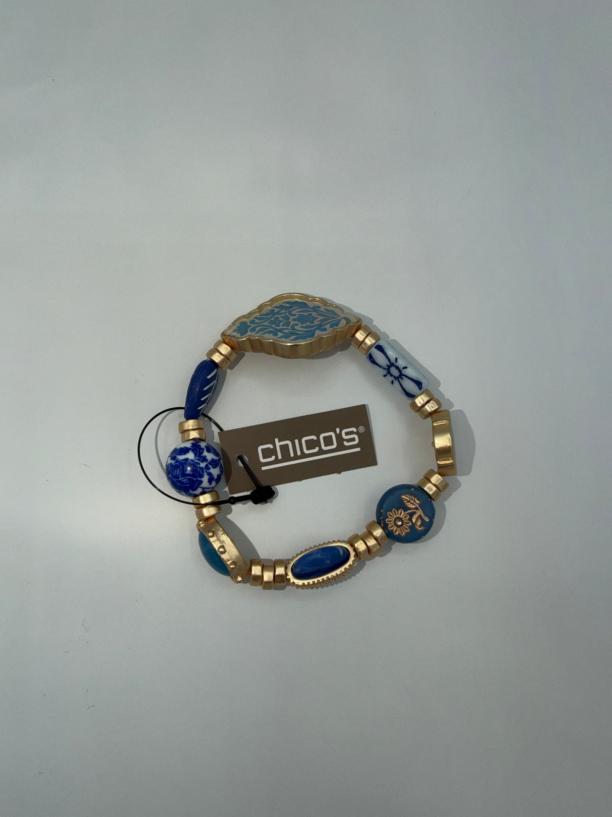 Chico's SS station stretch bracelet multi- Blue & Gold