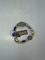 Chico's SS station stretch bracelet multi- Blue & Gold